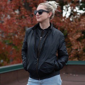 All Saint's Men's Medium Black Windbreaker with Packable Hood